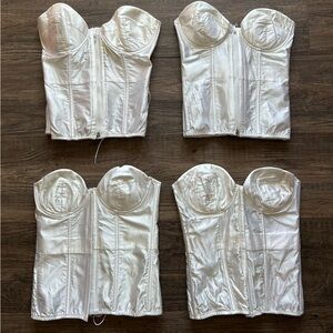 Frederick’s of Hollywood Bridal  White Satin Bustier Corset Lot of 4 36C 36D 42C